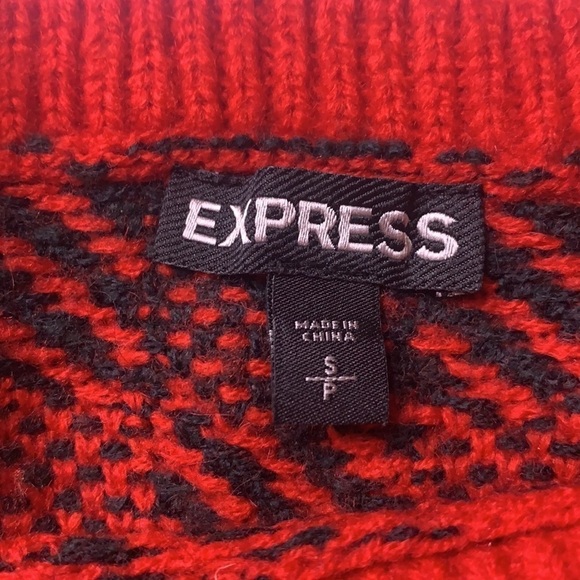 Express checkered wool mohair black & red pullover cabin sweater small - Picture 5 of 5